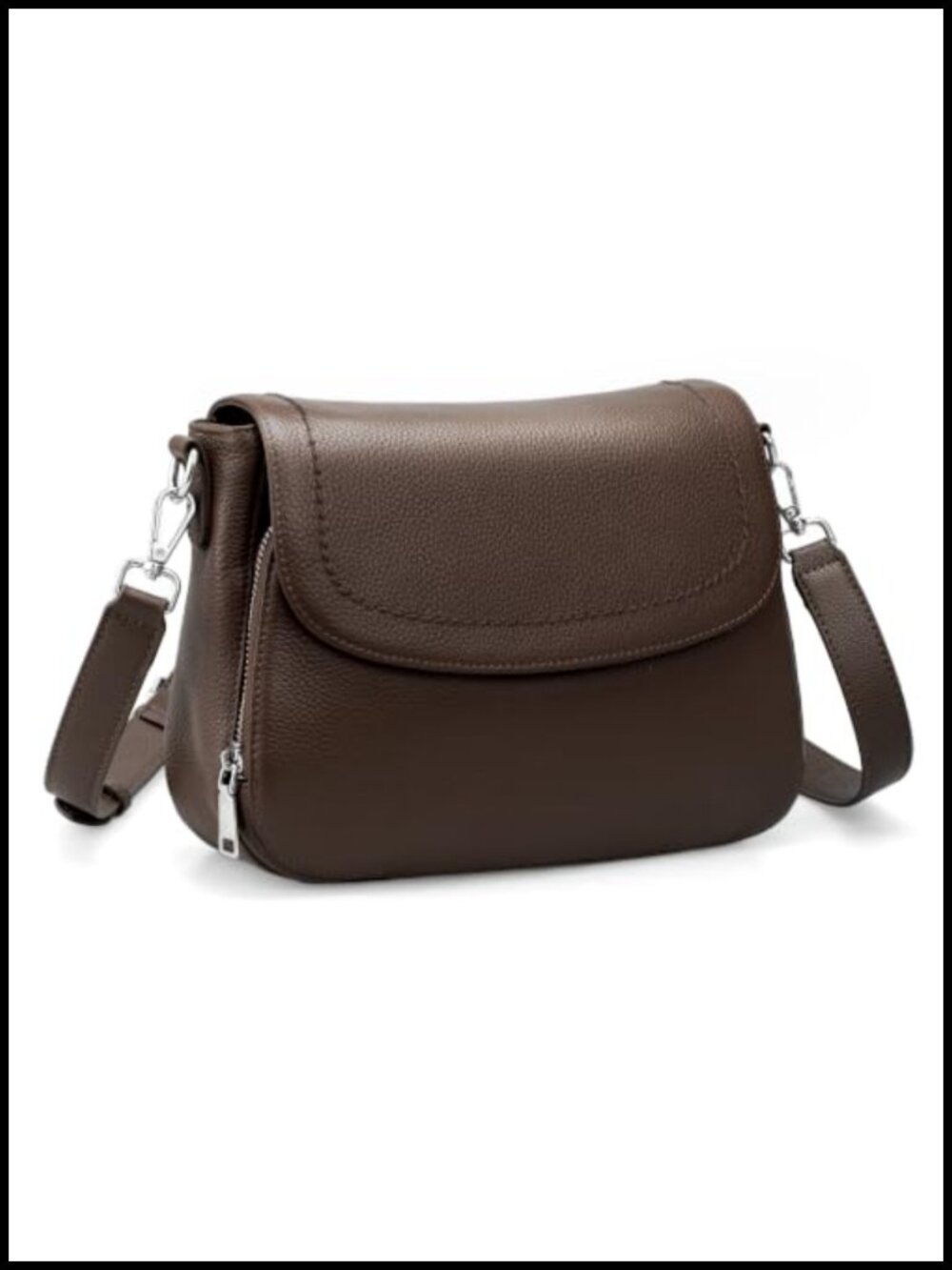 Genuine Leather Medium Crossbody Saddle Bag Purse RFID Wallet